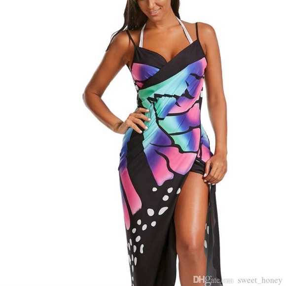 NWT Beach Coverup Butterfly Wing Wrap Dress, Boho Multiple Sizes - Picture 3 of 8